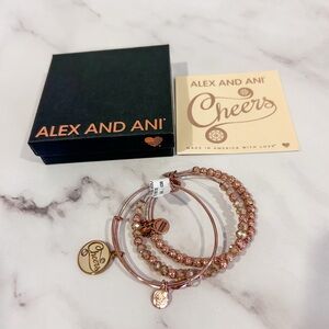 Alex and Ani “Cheers” Rose Gold Bracelet Trio